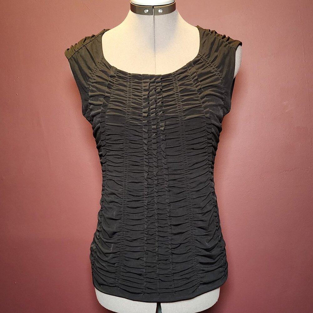 WHBM Black Ruched Top - Size Small